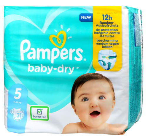 Pampers Baby Dry подгузники размер 5 Junior (11-16 кг) 31 шт